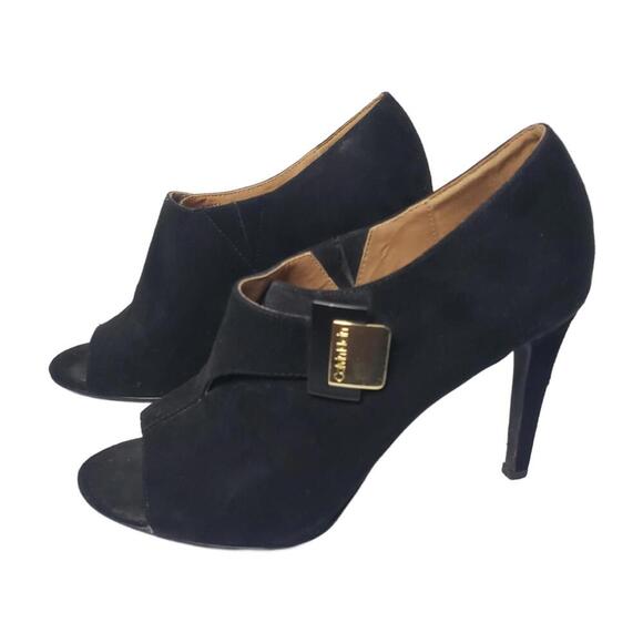 Calvin Klein Women's Sz 7.5 Faux Suede Peep Toe Stiletto Pump - Picture 1 of 9